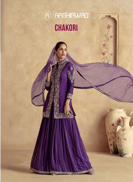 Chakori By Aashirwad Chinon Silk Readymade Suits Exporters In India Catalog